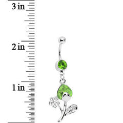 Peridot Gem Tulip Flower Belly Ring