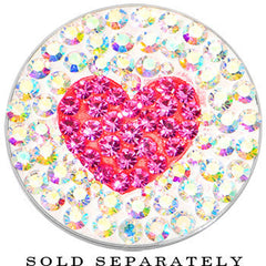 7/8 Stainless Steel Aurora Gem Pink Heart Screw Fit Plug