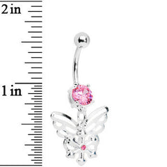 Passion Pink Gem Encompass Butterfly Belly Ring