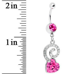 Pink Gem Cosmic Swirl Heart Belly Ring