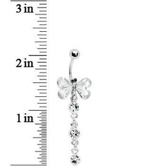 Crystalline Gem Tri Drop Butterfly Belly Ring