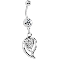 Crystalline Gem Stylish Paved Leaf Belly Ring