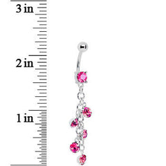 Pink Gem Dropping Chain Dangle Belly Ring