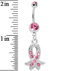Pink Gem Breast Cancer Awareness Ribbon Belly Ring