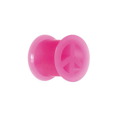 Neon Pink Silicone Peace Sign Tunnel 0G to 14mm