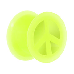Neon Yellow Silicone Peace Sign Tunnel 0G to 14mm