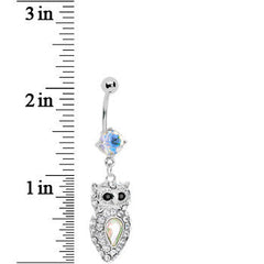 Sparkling Crystalline Gem Owl Belly Ring