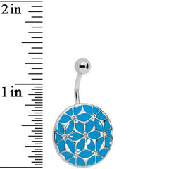 Blue Pocketful of Posie Flower Belly Ring