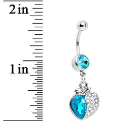 Aqua Gem Apple Paved Heart Belly Ring