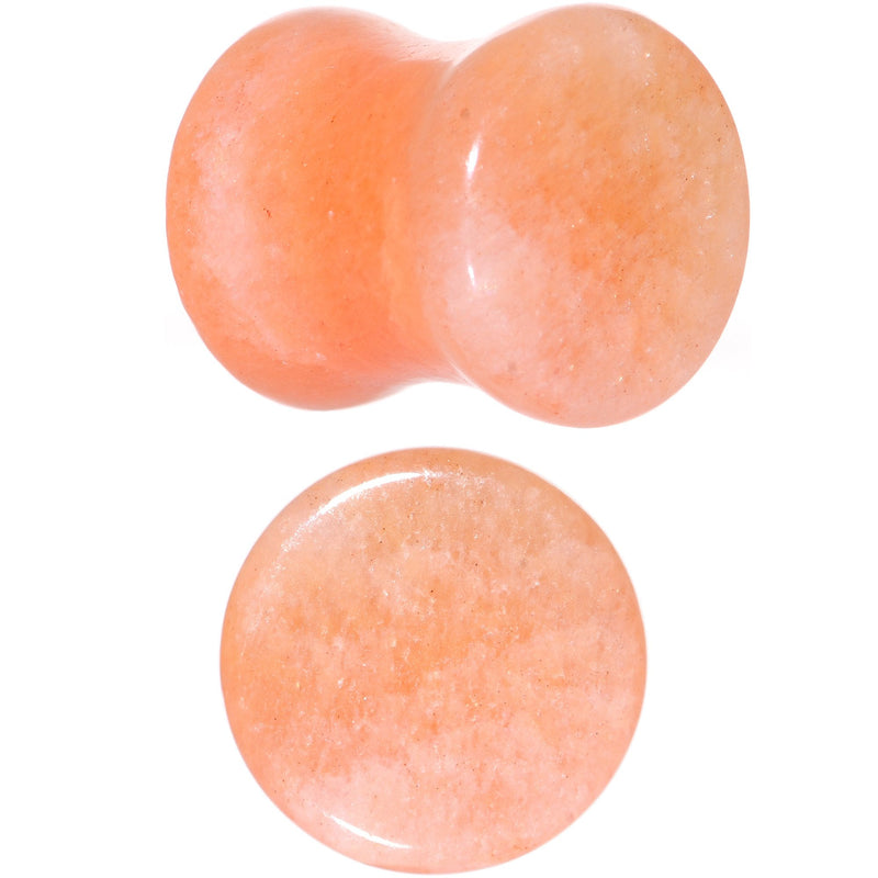 00G Peach Jade Semi Precious Stone Saddle Plug Set