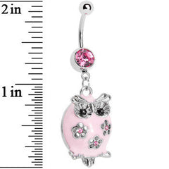 Pretty Pink Whimsical Owl Belly Ring