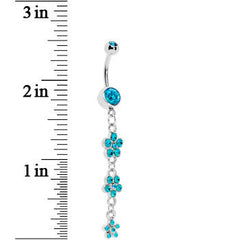 Blue Three Flower Radiance Drop Belly Ring