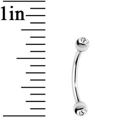 16G 3/8 Clear Gem Internally Threaded Eyebrow Ring