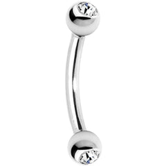 16G 5/16 Clear Gem Internally Threaded Eyebrow Ring