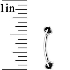 Black Prong Set Gem Internally Threaded Eyebrow Ring