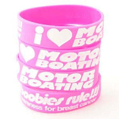 Pink White I Love Motor Boating Awareness for Breast Cancer Bracelet