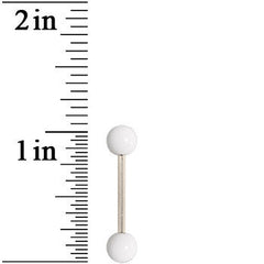 Grade 23 Solid Titanium Flat White Acrylic Barbell Tongue Ring