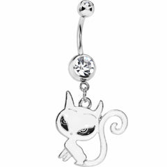 Crystalline Gem Swirly Kitty Cat Belly Ring
