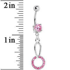 Pink Gem Paved Circular Loop Belly Ring