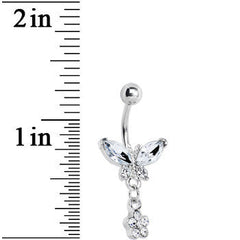Crystalline Gem Butterfly Daisy Flower Belly Ring