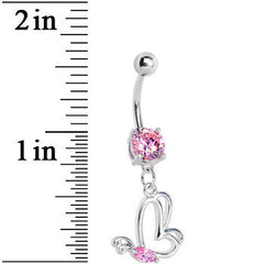 Pink Gem Hollow Wing Butterfly Belly Ring