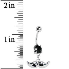 Black Gem Mustache Belly Ring