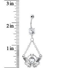 Crystalline Gem Girly Winged Heart Belly Ring