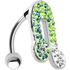 Top Mount Aqua Green Crystal Ice Music Note Belly Ring