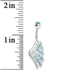 Aqua Gem Outstretched Angel Wing Belly Ring