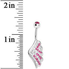 Pink Gem Outstretched Angel Wing Belly Ring