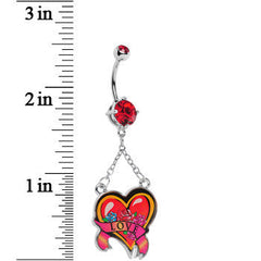 Ruby Red Double Gem Love Heart Belly Ring