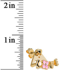 Gold Tone Flower Love Earlobe Cuff Stud Earring