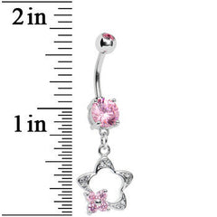 Pink Gem Starflower Belly Ring