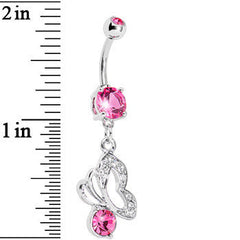 Pink Gem Twinkle Butterfly Belly Ring
