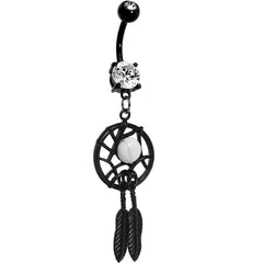 Crystalline Gem Black Dreamcatcher Belly Ring