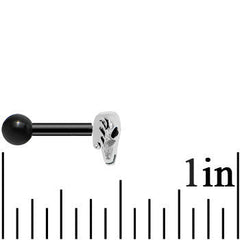 Black Acrylic 925 Silver Black Gem Bull Cartilage Earring