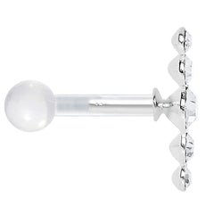 White Acrylic 925 Silver Clear Gem Left Cartilage Earring