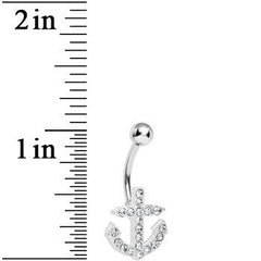 Nautical But Nice Clear Gem Anchor Belly Ring