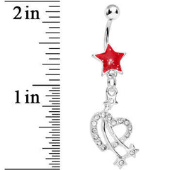 Red Shooting Stars and Hearts Belly Ring