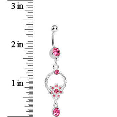 Pink Gem Infinite Flower Drop Belly Ring