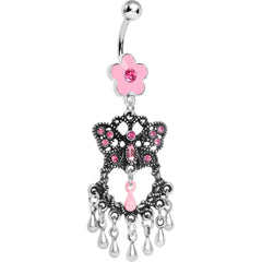 Pink Gem Butterfly Chandelier Belly Ring