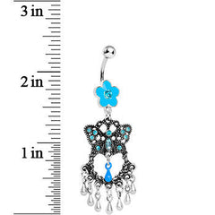 Blue Gem Butterfly Chandelier Belly Ring