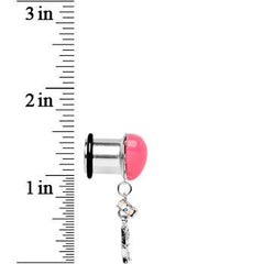 Steel Pink Heart Love Dangle Plug Sizes 5mm to 12mm