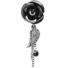 Midnight Gem Rose Flower Angel Wing Dangle Plug Sizes 6mm to 12mm