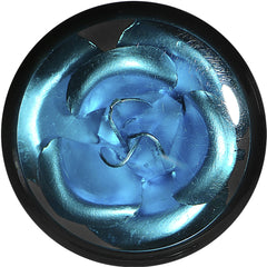 18mm Black Acrylic Aqua Metallic Rose Flower Plug