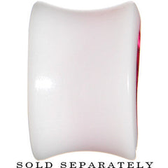 9/16 White Acrylic Pink Metallic Rose Flower Plug