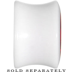 9/16 White Acrylic Red Metallic Rose Flower Plug