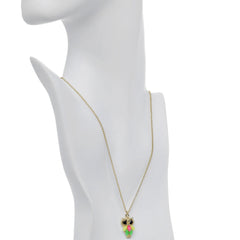 Multi Colored Neon Owl Necklace and Earring Set