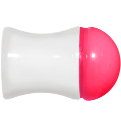 0G White Neon Pink Acrylic Saddle Plug