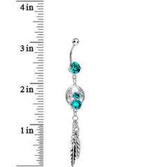 Enchanting Blue Zircon Gem Dangle Dreamcatcher Belly Ring